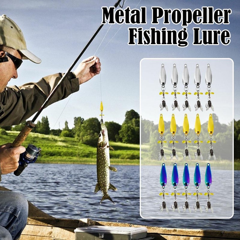 Metal Propeller Fishing Lure for Catching Fish, Fly Spinning Propellers Metals Sequins Bait for Catching Fish, Fishhook Good Toughness and Piercing, 3D Bionic Bait with Floating Rotating Tail - Image 4